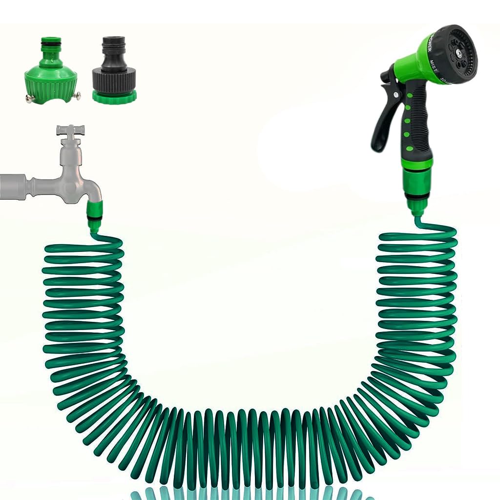 50ft/15m Garden Hose Pipe with 7 Function Sprayer Gun, Expandable EVA Lightweight Anti-Kink Flexible Water Hose with 3/8'' Quick Connector & Sprinkler for Home Garden Car Washing Pet Bathing