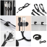 HASTHIP Cable Organizer Kit for Home and Office with 173 pcs and Self Adhesive Clips | PET Cable Sleeves and Ties