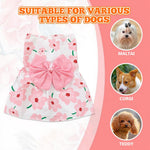 ZIBUYU® Florals Pattern Dog & Cat Dress Female with Lovely Bow - Cute Pet Apparel, Cat Dress & Dog Clothes for Medium Dogs, Birthday Pet Dress (Size L: Bust 45cm, Length 35cm)