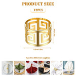 HASTHIP Napkin Ring Set for Wedding and Holiday Table Settings with Hollow Cut Design 12pcs 1.77x1.18in Gold