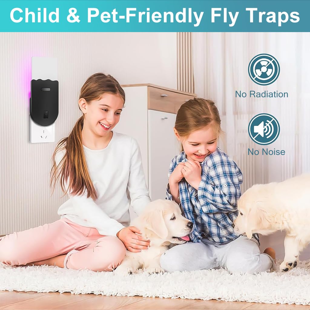 HASTHIP Mosquito Trap Light for Bedrooms with 5Pcs Sticky Cards and UVA Attractant | Child Friendly Plug and Go 110x73x55mm
