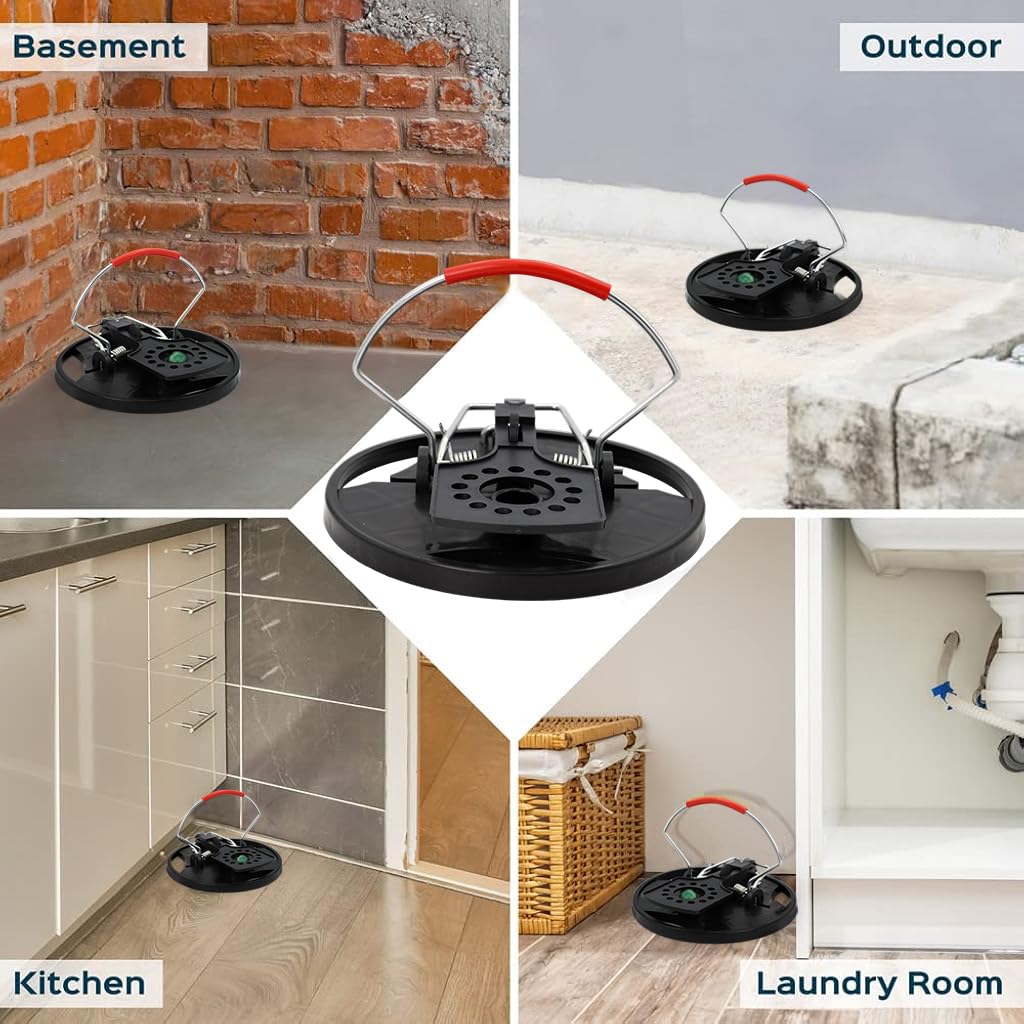 HASTHIP Rat Trap for Home and Garden with Strong Spring Loaded Disk | 4PCS Reusable Catcher
