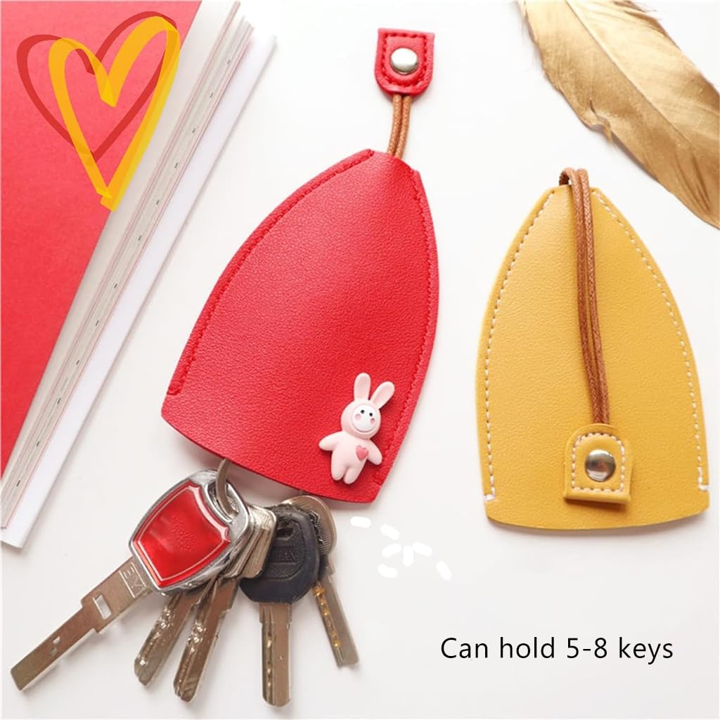 HASTHIP Car Key Case for Cute Key Storage with Pull Out Design and PU Leather | 4 PCS Set