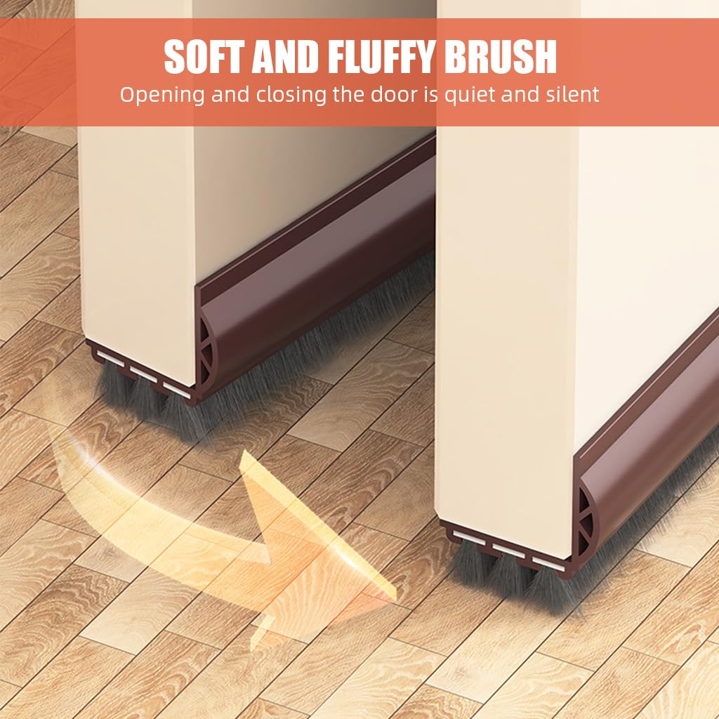 HASTHIP Door Draft Stopper 35 Inch for Interior and Exterior Doors with Brush Seal | Self Adhesive PVC Noise and Dust Blocker
