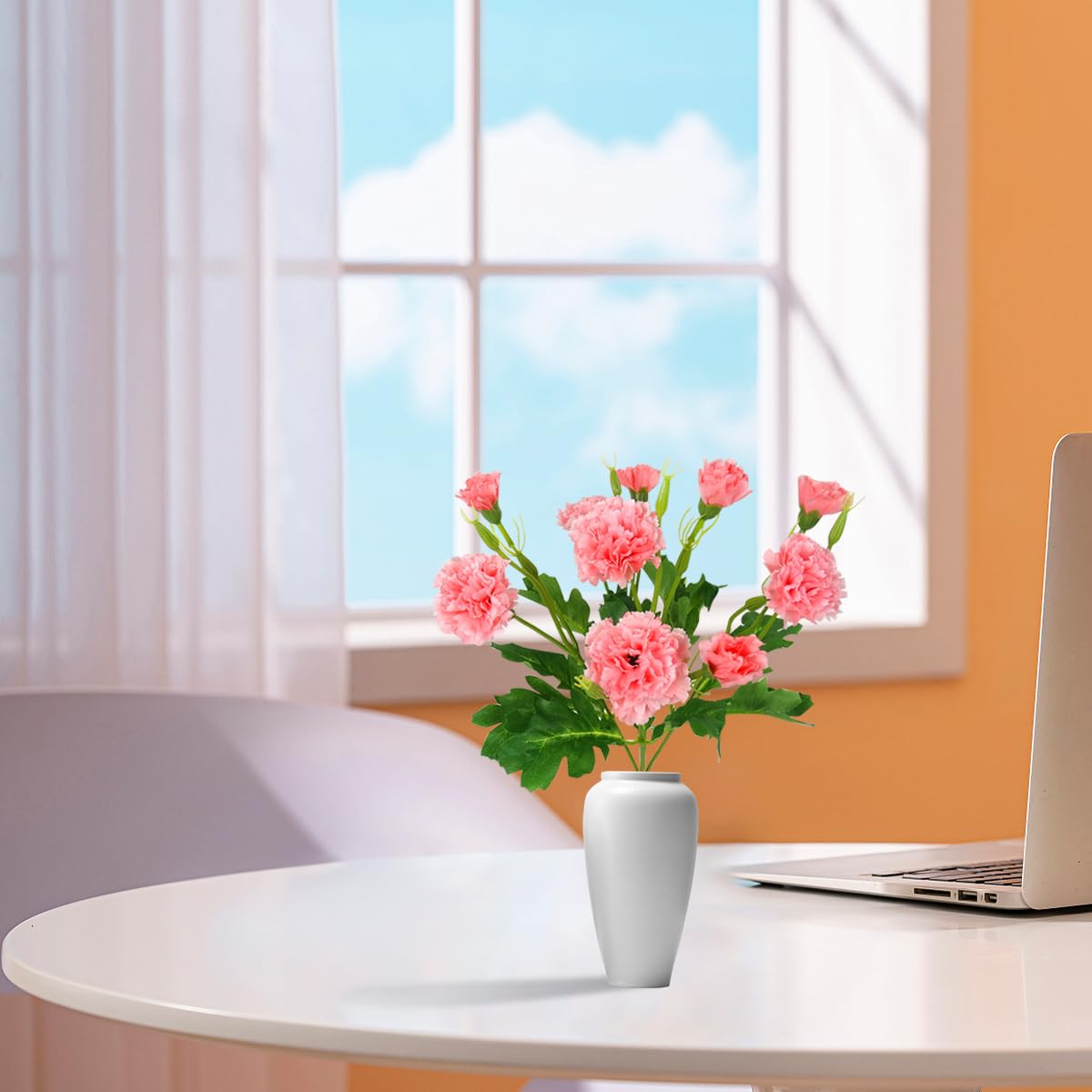HASTHIP Artificial Carnation Flower Bunches for Home Decor with 5 Branches and Pink Blooms | Elegant Festival and Room Decoration