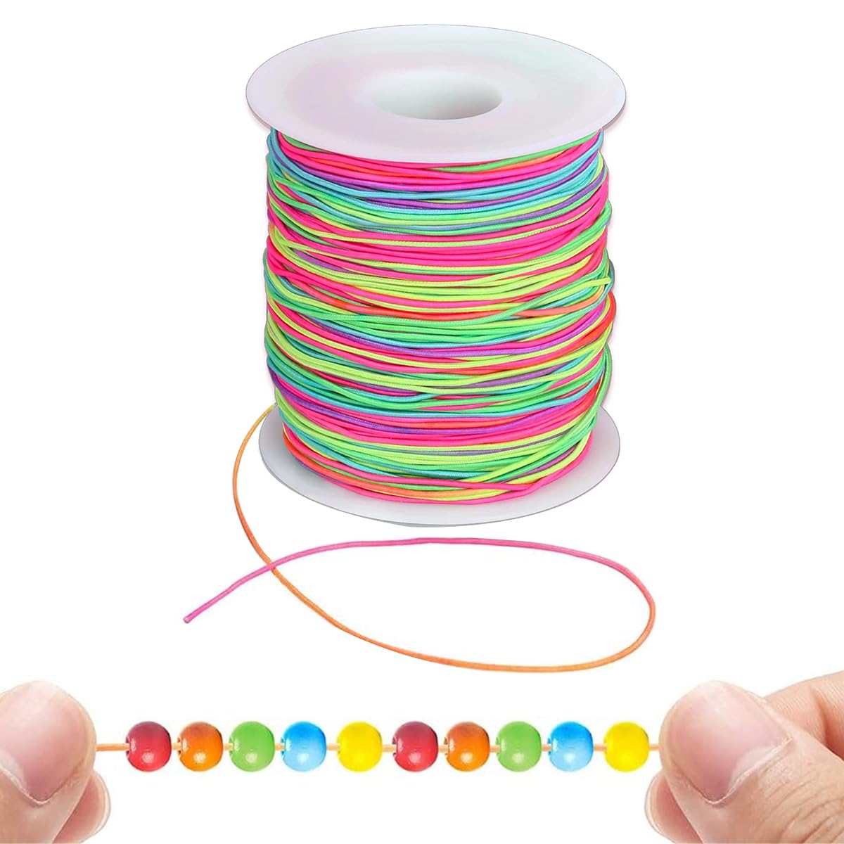 Stretchy Bracelet String 1mm Rainbow Elastic for Bracelets Making, 328ft Elastic String for Bracelet, Sturdy Beading DIY Bracelet Thread Cord for Jewelry Making Necklace Crafts