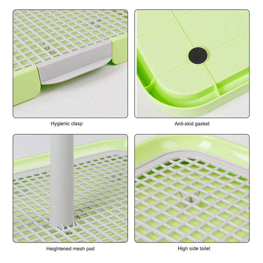 HASTHIP® Bandeja Sanitaria para Perros, Inodoro Interior para Cachorros con Rejilla Antiderrame, Caja de Entrenamiento Portátil, Plástico Resistente, Mantiene Patas Secas y Piso Limpio (19x1