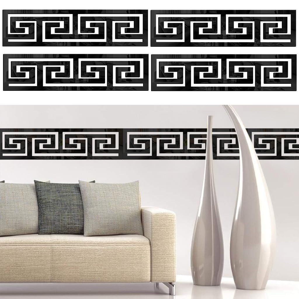 HASTHIP Geometric Shape Acrylic Wall Stickers for DIY Home Decor with 12 Pcs Black Design