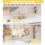 HASTHIP Metal Claw Clip Organizer for Vanity and Dresser with 16 Loop Hooks | Gold Display Stand