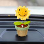 HASTHIP® Crochet Flower Crochet Sunflower Pot Home Decor Mini Handmade Crochet Sunflower Desk Decoration Car Interior Ornament Smile Sunflower Flower Pot Sunflower Artificial Flower Decoration Gift