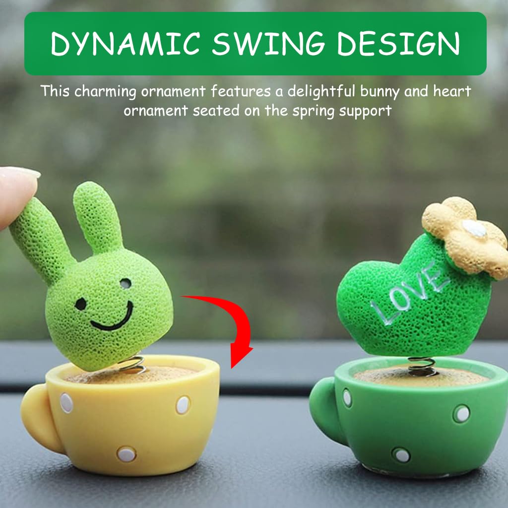 HASTHIP Car Dashboard Toys for Cute Interior Decor with Spring Swing Design | 4Pcs Resin Set