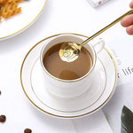 HASTHIP Stainless Steel Coffee Spoon for Desserts and Beverages with 18cm Long Handle | Gold Flower Design Pack of 2