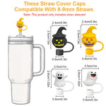 HASTHIP Halloween Silicone Straw Caps for 10mm Reusable Straws featuring Pumpkin and Ghost Designs