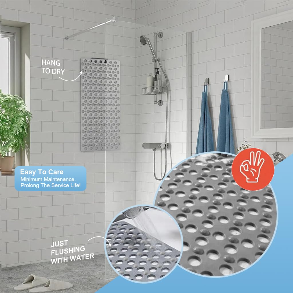 HASTHIP PVC Bathroom Mat 43.5 x 77.5 cm for Shower Safety featuring Multi Hole Drainage | Non Slip for Kids and Seniors