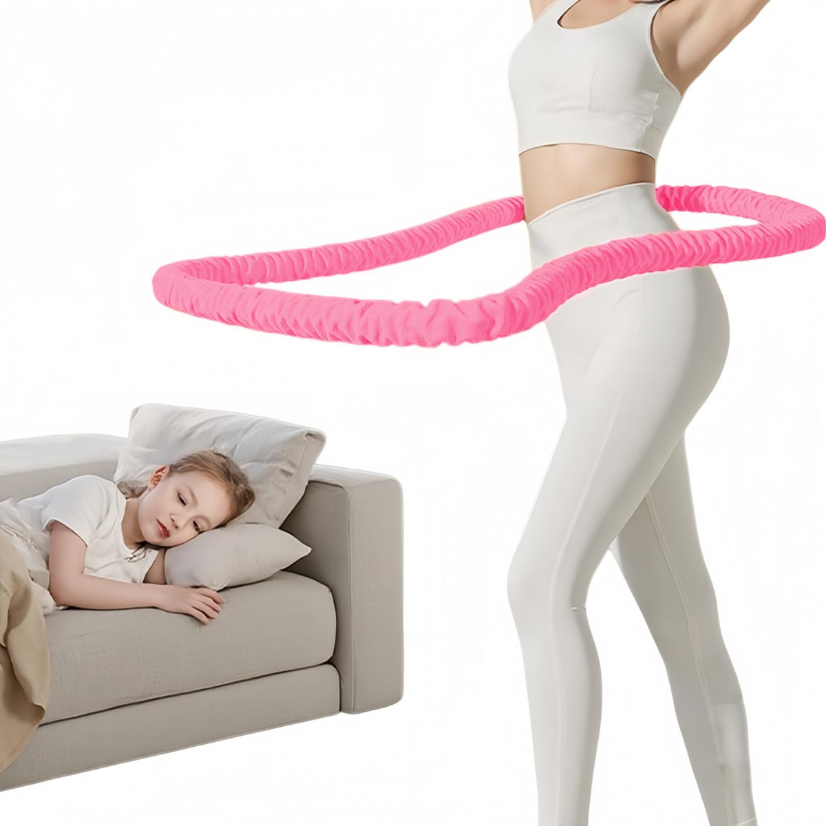HASTHIP® Proberos Portable Hula Hoop for Weight Loss, Soft Flexible Exercise Hoop for Waist Training, for Weight Loss, Waist-Friendly Design, Upgraded Closed Silent Version