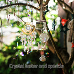 HASTHIP® Crystal Wind Chimes 14.96 Inches Hanging Garden Wind Chimes Color Crystal Shining Wind Chime Golden Sun Crescent Decorative Wind Chimes for Balcony, Garden House Warming Gift