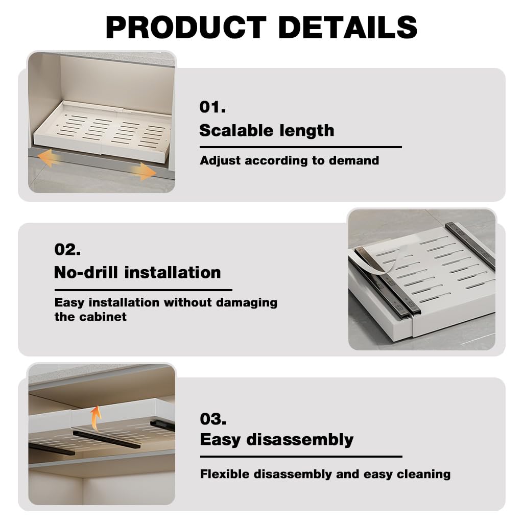 HASTHIP Under Sink Organizer for Kitchen and Bathroom featuring 12.5–20 in Adjustable Width | Smooth Gliding Carbon Steel Drawer