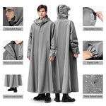 HASTHIP®Long Rain Coat, Raincoat for Men Women Waterproof | Reusable Hooded Rain Poncho with Wide Brim | Lightweight Raincoat for Hiking, Travel, Motorcycle Riding M