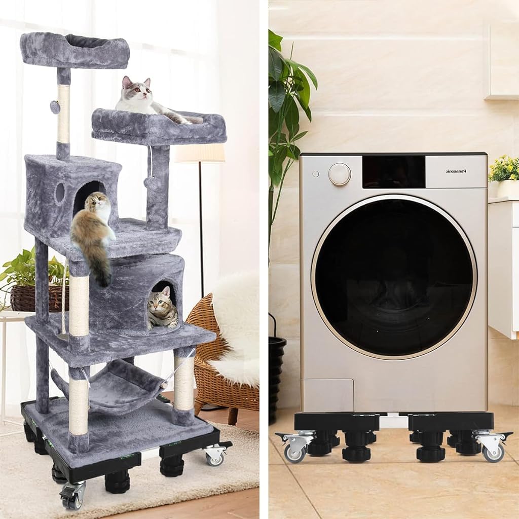 HASTHIP Adjustable Mobile Base Stand for Washers and Refrigerators with 4 Locking Wheels | Extends 15.74–24.8 in and Supports Up to 500 lbs