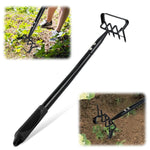 HASTHIP® Gardening Weeder and Hoe Tool 19.6 inches Long Handle Weeder Tool 4-Claw Manual Weeder Manganese Steel Multipurpose Weeder Gardening Weeder Hoe Tool