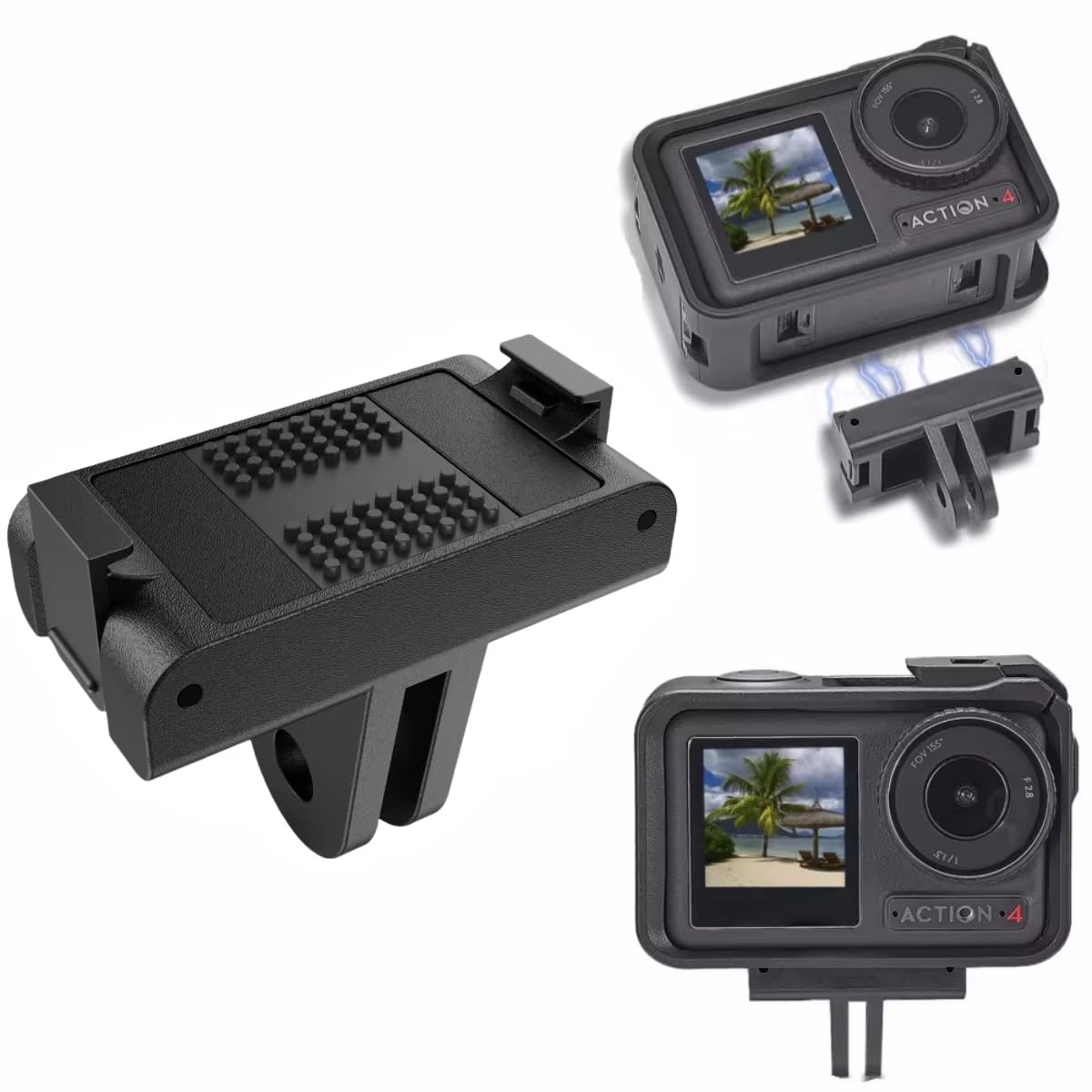 HASTHIP® Adaptador Magnético de Liberación Rápida para dji Action 5 Pro/4/3, Montura Universal con Conexión de Trípode, Compatible con Accesorios dji, Ideal para Vlogging y Viajes