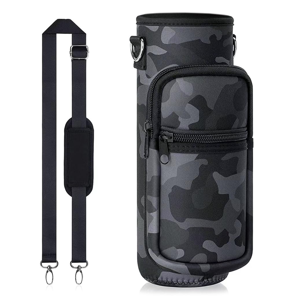 Water Bottle Carrier Bag for 32 oz Bottles, Crossbody Water Bottle Case Cover with Adjustable Shoulder Strap Pockets for Men/Women Boys Girls Walking Hiking Camping School