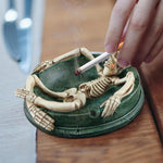 HASTHIP Skeleton Ashtray for Halloween Decor with 3 Cigarette Slots and Resin Craft 4.3x4.9 in