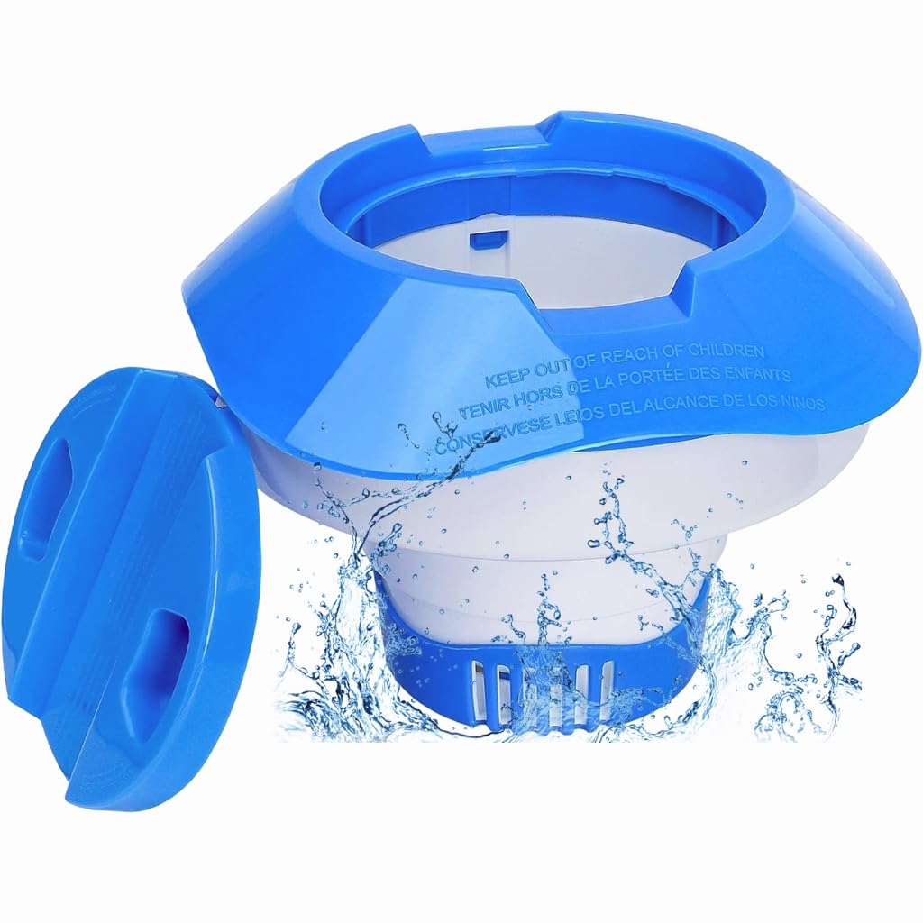 HASTHIP Pool Chlorine Floater for Swimming Pools and Spas with 7 in Capacity Featuring Six Adjustable Flow Vents | UV Resistant Floating Dispenser