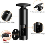 Wine Bottle Opener Corkscrew with Foil Cutter, T Shape Handle Reusable ABS Manual Wine Cork Wing Corkscrew for Home, Kitchen, Party, Restaurant, Bar - Black(No Need Charing)