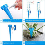 HASTHIP Plant Watering Spikes for Flower Pots with Adjustable Flow Valve and 6Pcs PP Drippers | DIY Self Watering System for Indoor Outdoor Planters
