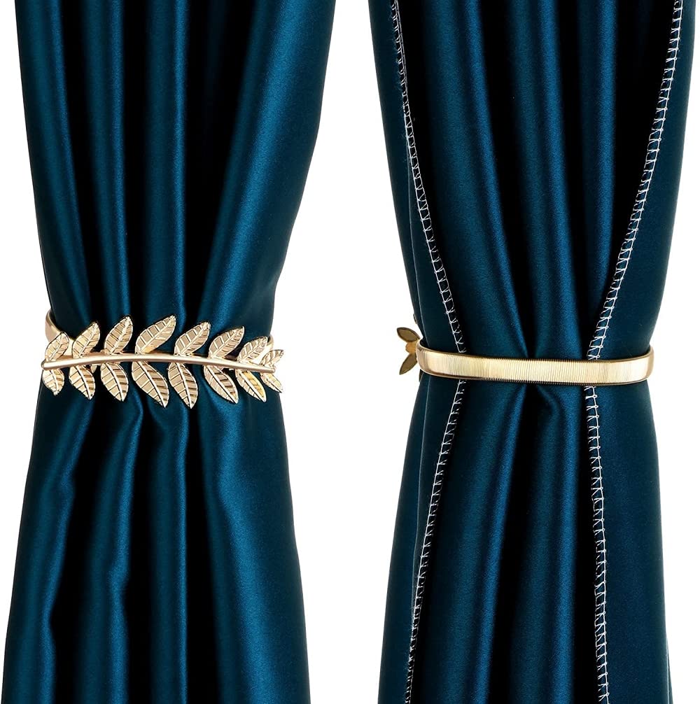 HASTHIP Curtain Tiebacks 2 Pack for Living Room and Bedroom featuring Adjustable Alloy Straps in Gold