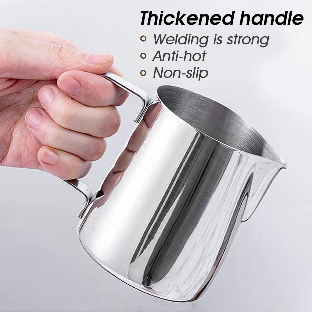 HASTHIP Milk Frothing Pitcher 20oz with Scale and Decorating Pen for Latte Art | Stainless Steel Barista Tool