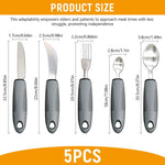 HASTHIP Adaptive Utensils 5pcs for Hand Tremors and Arthritis featuring Bendable Heads and Anti Slip Handles
