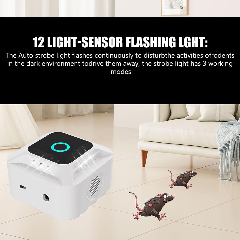 HASTHIP® Ultrasonic Pest Repeller with Flashlight and Flashing Lights for Home, Plug-in Pigeon Repellent and Variable Frequency Dog Repellent Device for Mole, Gopher, Snakes, Underground Pests