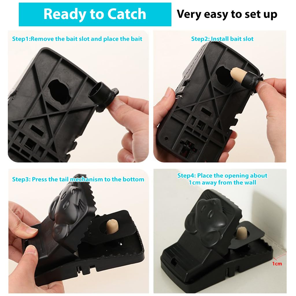 HASTHIP Rat Traps for House and Garden featuring Ultra Fast Trigger | 2 Pcs 17×7.5×7.5 cm Reusable ABS