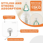 HASTHIP Wall Hooks for Bathroom and Kitchen Organization with Strong Acrylic Glue 10Pcs Transparent | Waterproof and Self Adhesive Design