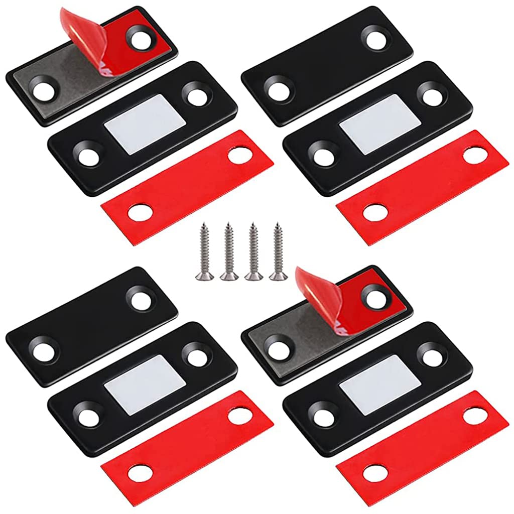 HASTHIP Door Magnets for Cabinets and Drawers with 4mm Ultra Thin Metal Design | Adhesive & Screw Mount