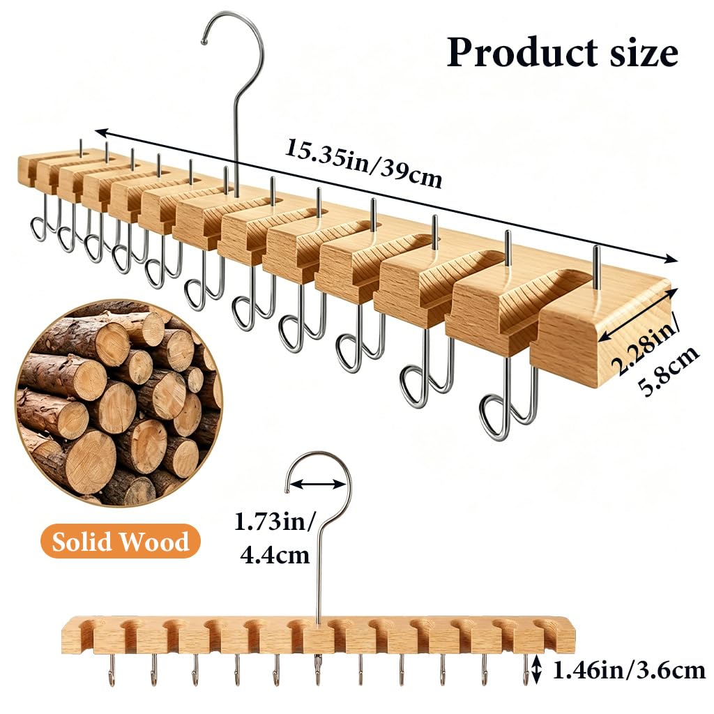 HASTHIP 2-in-1 Belt Hanger Organizer with 360° Rotating Hooks for Belts, Ties & Scarves