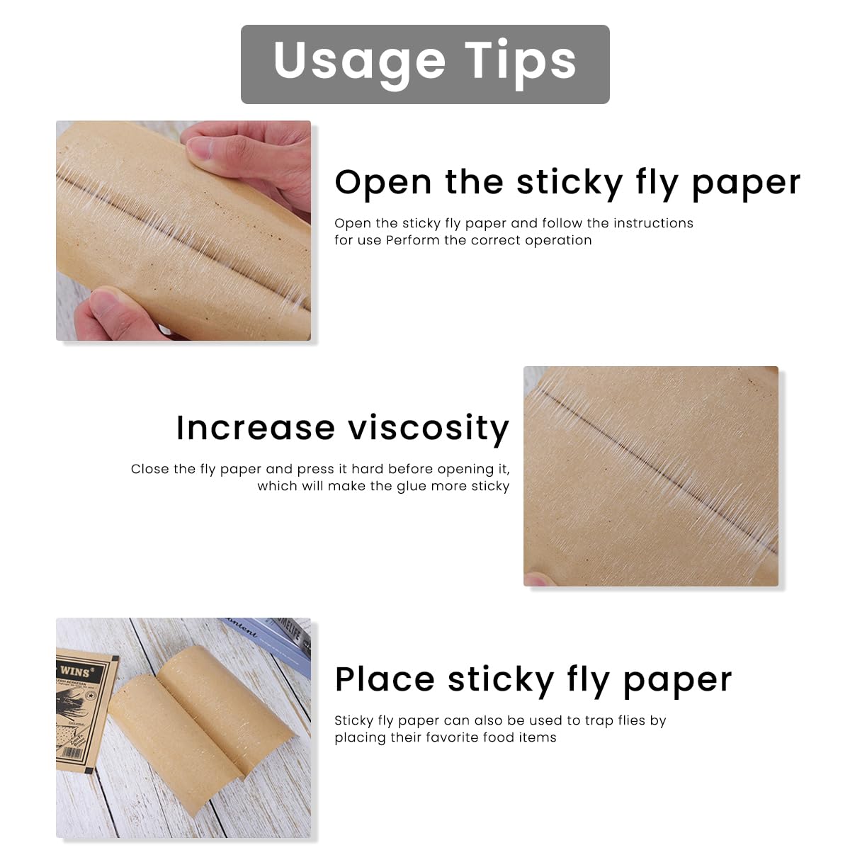 HASTHIP® 100Pcs Fly Trap Kit for Insects, Whiteflies, Aphids, Leaf Minor, Ultra Sticker Trap for Indoor, Greenhouse, Dining Room, Pesticide Free Fly Sticky Trap (26 x 19 cm)