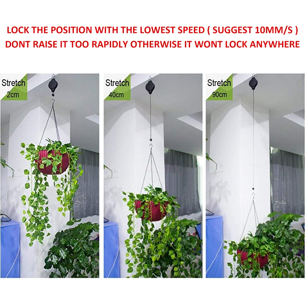 2Pcs Hooks for Hanging Plants, Retractable Plant Hanger Easy Reach Hanging Flower Basket, Plant Hook Pulley for Garden Baskets Pots and Birds Feeder