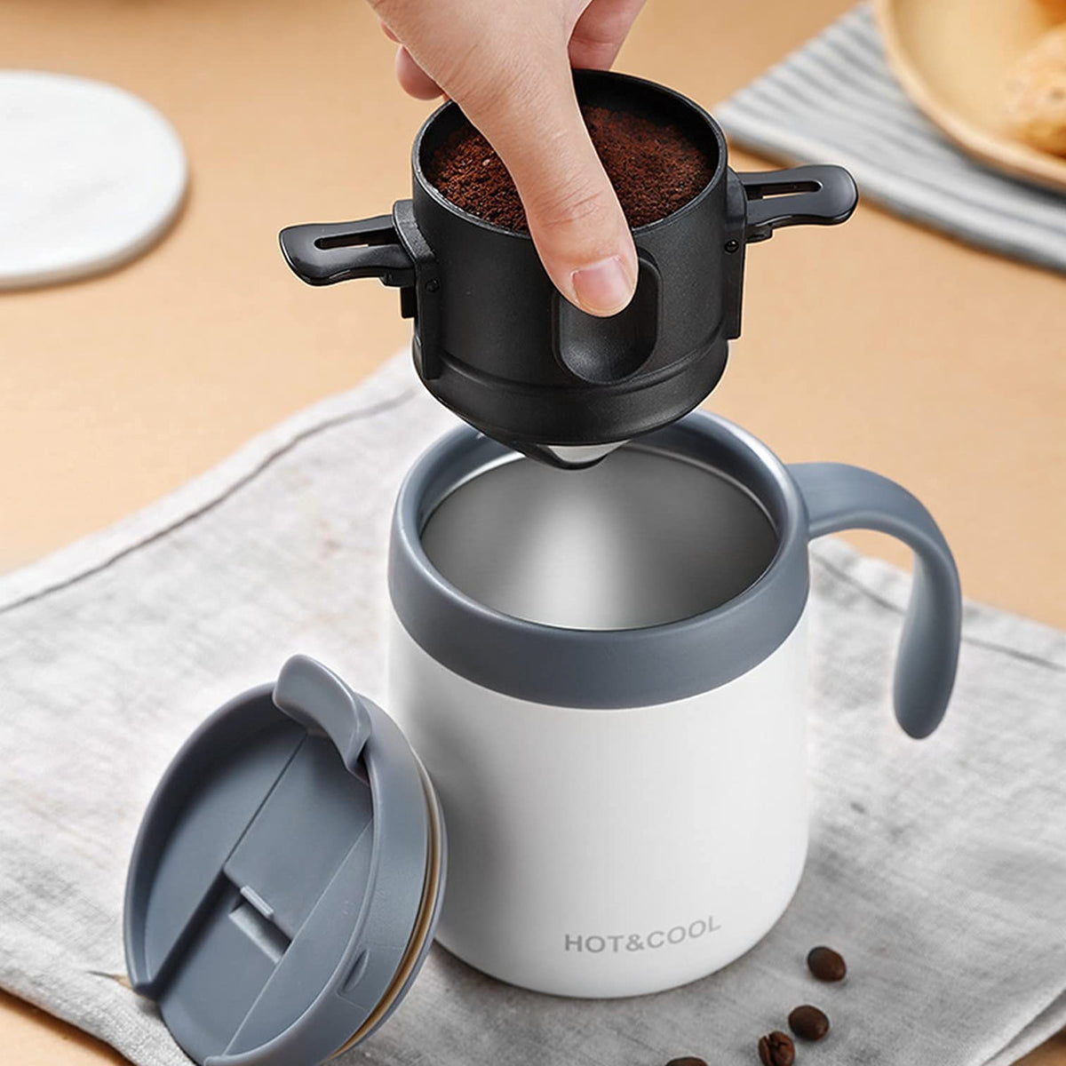 HASTHIP Filter Coffee Maker for Pour Over with Double Mesh Design | 2PCS Stainless Steel Dripper