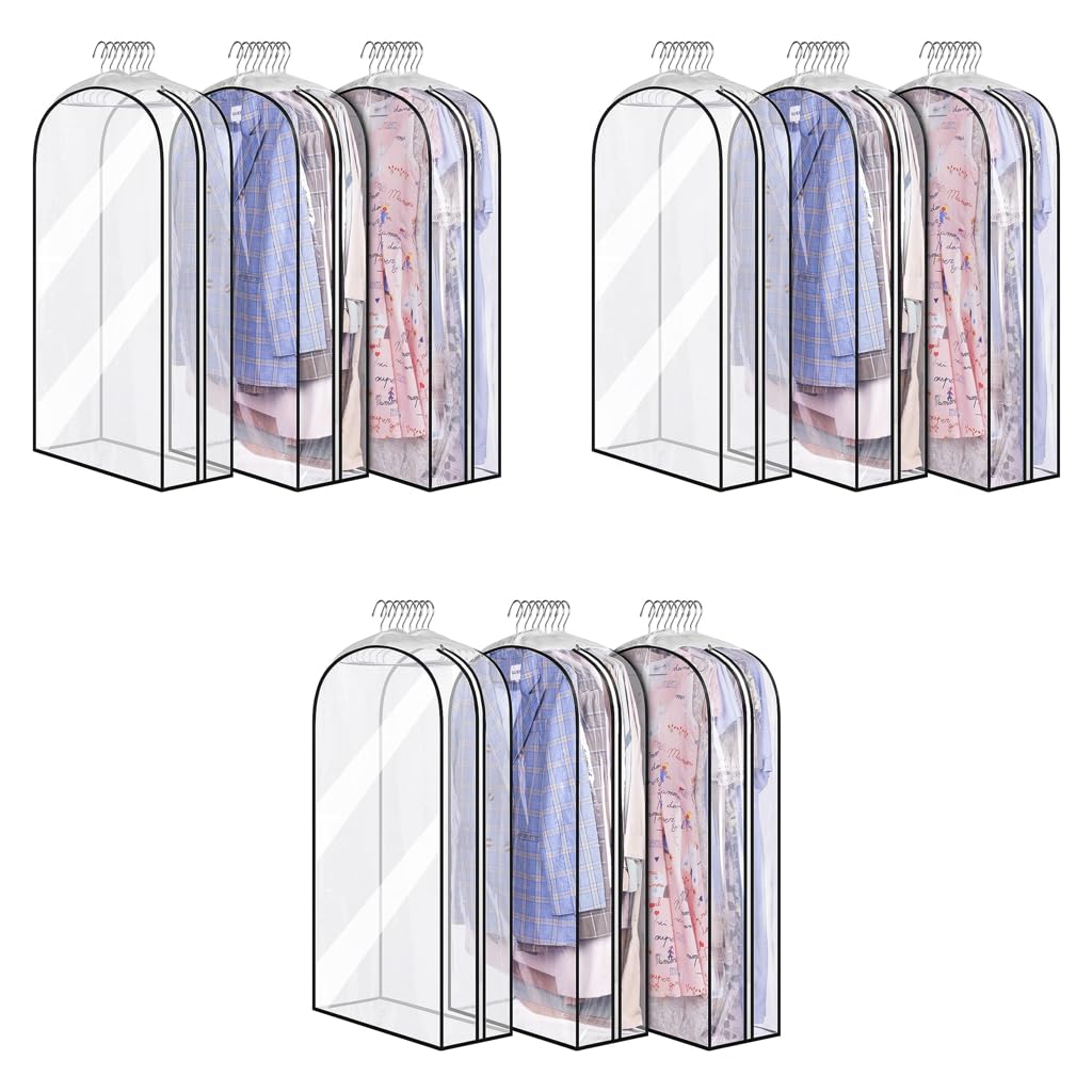 HASTHIP Clear Garment Bags for Hanging Clothes Storage featuring 9 pcs 23.6×40 in | Closet and Travel Use
