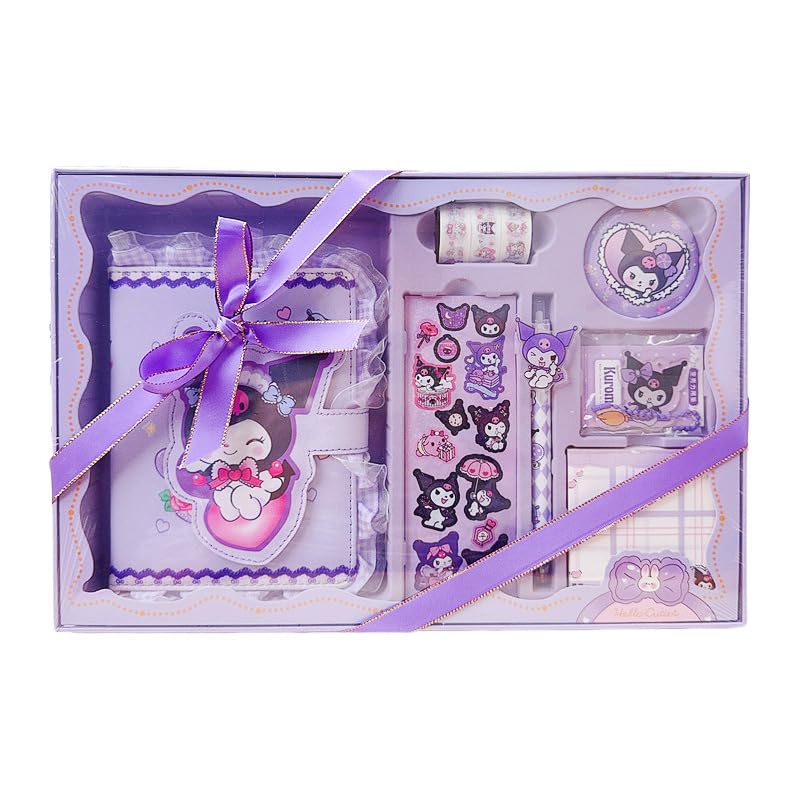 HASTHIP® Scrapbooking Gift Set - Includes Pen, Sticky Notes, A5 Notebook & Stationery, Cartoon Kuromi Themed Scrapbooking, School Gift Birthday Gift Christmas Gift for Girls
