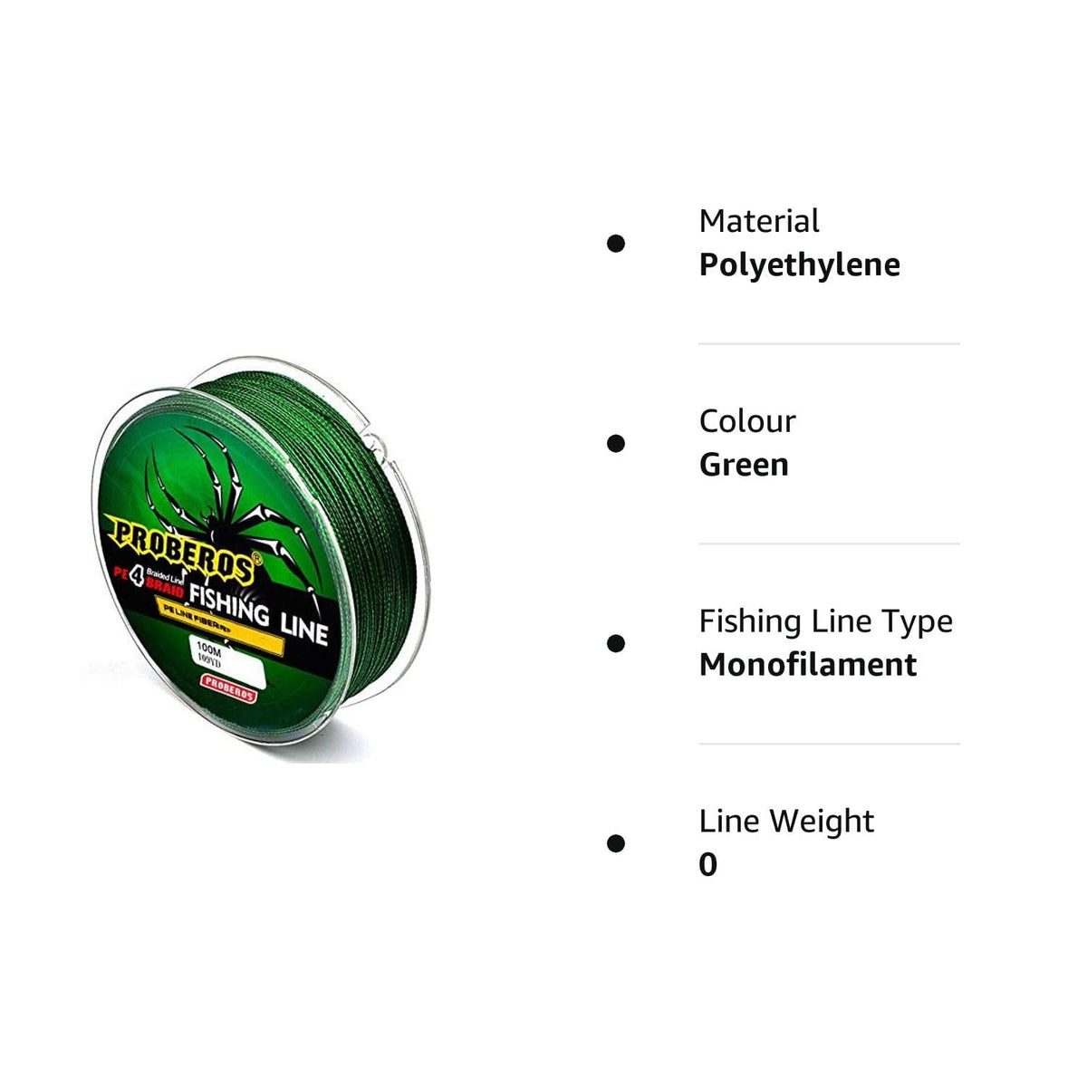 HASTHIP® Línea de Pesca Trenzada PE 4 Hilos 0.45mm 70LB 100M,Alta Resistencia y Durabilidad,Monofilamento de Bajo Estiramiento para Largos Lanzamientos Accesorio Pesca Verde (31.7KG