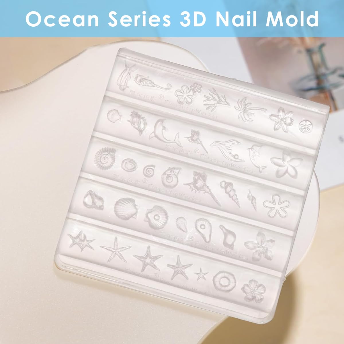 HASTHIP 3D Silicone Nail Molds for Ocean Beach Charms with 36 Designs | DIY Resin Art