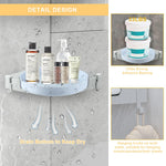 HASTHIP Bathroom Corner Shelves for Toiletries with 360° Rotating Design and Hooks | No-Drill 2Pcs Set