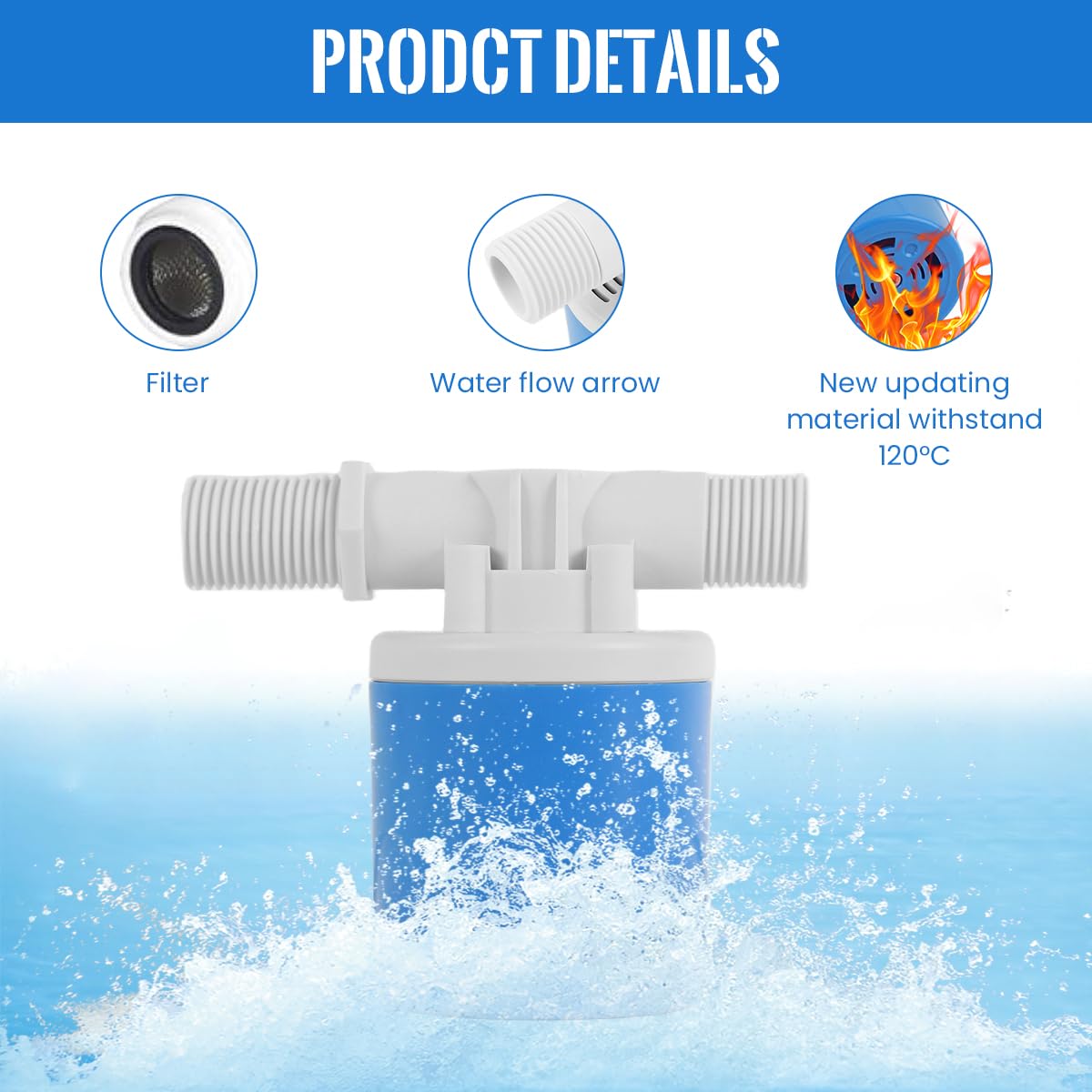 HASTHIP Automatic Water Level Control Float Valve for Tanks and Aquariums featuring 1/2 Inch Side Inlet | 3 PCS Set