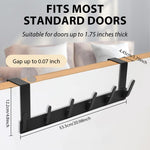 HASTHIP Over the Door Hooks for Clothes and Towels featuring 6 Hook Rack in Black Aluminum
