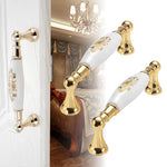 HASTHIP Cabinet Door Pulls for Kitchen and Bathroom with Ergonomic Grip and Ceramic Floral Zinc Alloy Design | 2Pcs Set