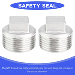 HASTHIP® 2pcs 304 Stainless Steel Pipe Fitting, 3/4'' Square Head Cored Plug Pipe Fastener to Seal The End of The Pipe